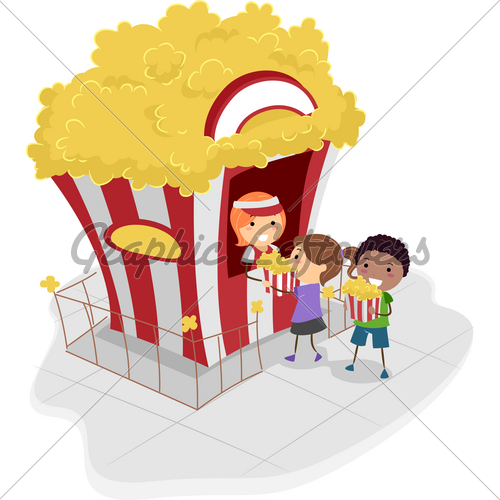 Illustration Of Kids Buying Popcorn