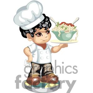 Little Chef Boy Holding A Spaghetti Bowl