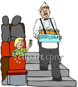 Man Selling Popcorn In A Stadium   Royalty Free Clipart Picture