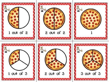 Polka Dot Pizza Fraction Sorting Cards  With Fractions Up To Sixths