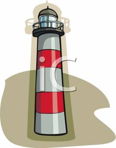 Red And White Lighthouse   Royalty Free Clipart Picture