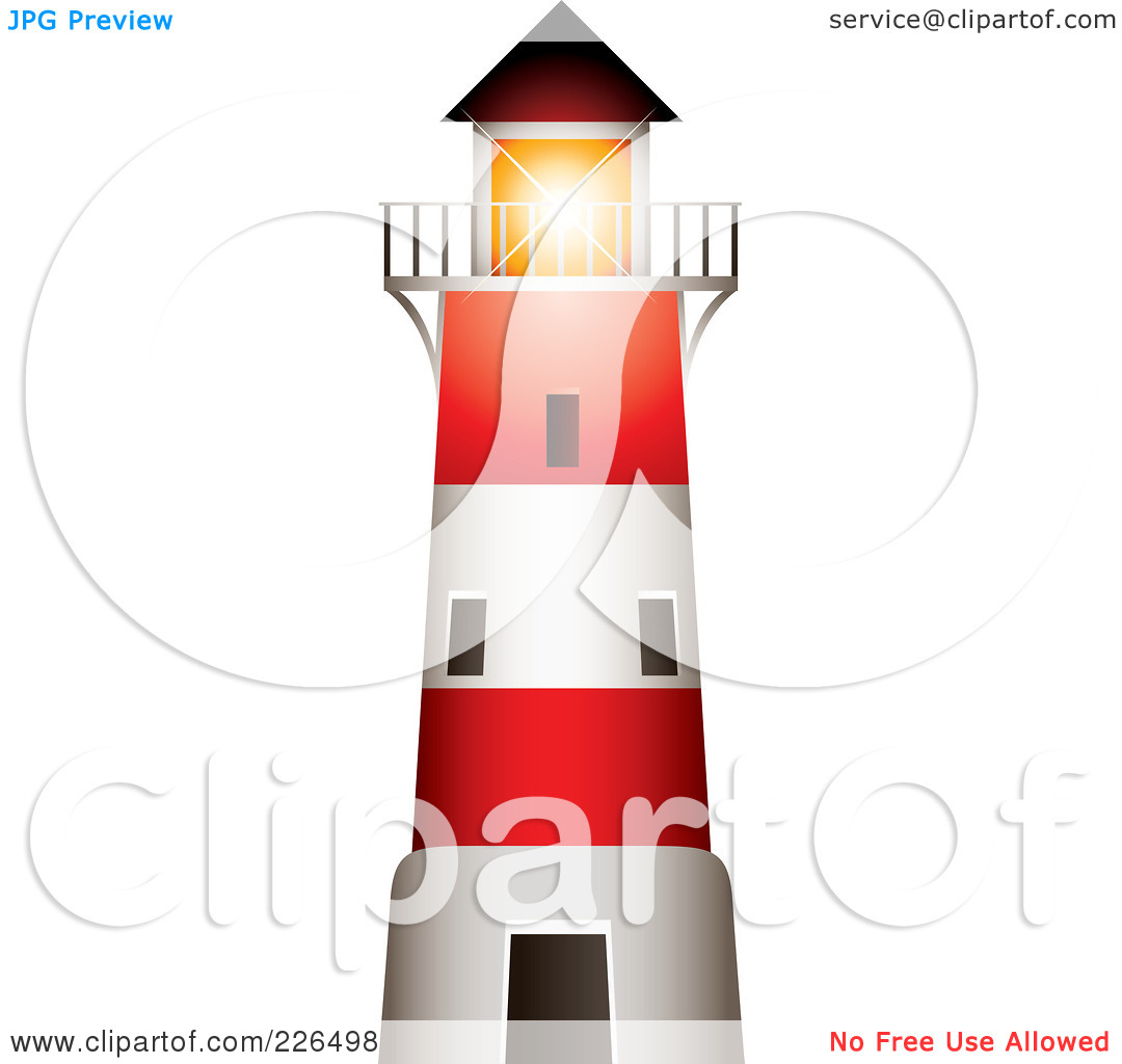 Royalty Free  Rf  Clipart Illustration Of A Red And White Lighthouse