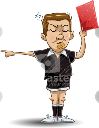 Soccer Referee Holds Red Card Stock Vector Clipart A Vector