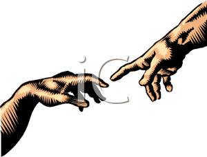 Two Human Hands About To Touch   Royalty Free Clipart Picture