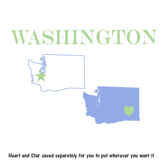 Washington Map Downloadable Silhouette Clip Art Digital Clipart