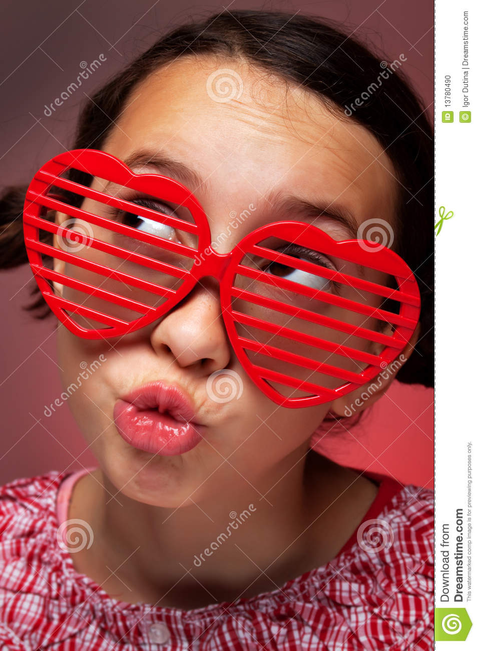 Young Girl With Heart Shaped Shutter Shades Stock Photo   Image    