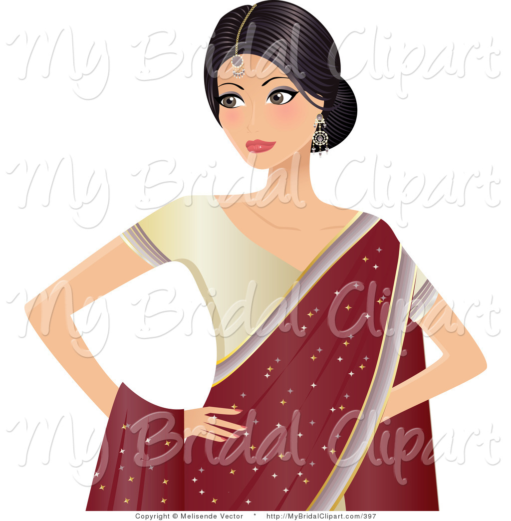 Bridal Clipart Of A Beautiful Indian Bride Woman In A Beige Dress And