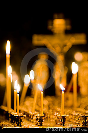 Burning Candles In Church Stock Photography   Image  8500462