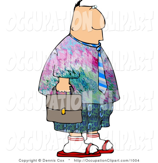 Clip Art Of A Businessman Wearing Colorful Hippie Clothing And A Tie    