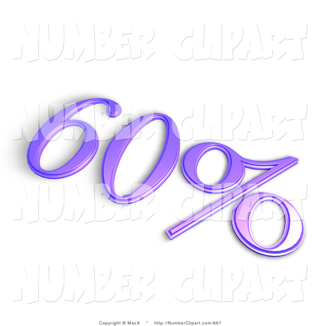 Clip Art Of A Purple 3d 60 Percent Off Or Interest Sign On White By