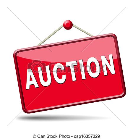Clip Art Of Auction Icon   Bid Online On Internet Auction For Cars