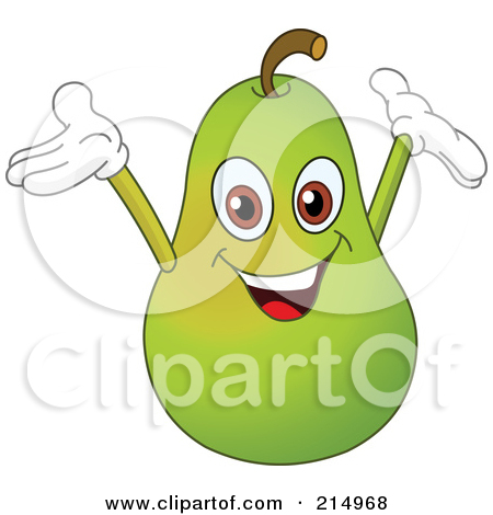 Clipart Illustration Of A Smiling Green Pear Character With An Orange