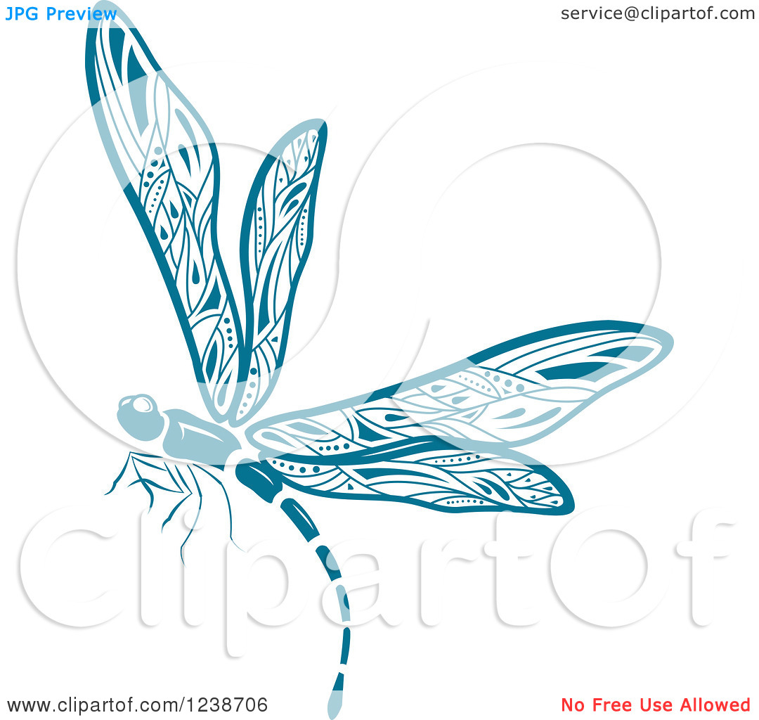 Clipart Of A Blue Dragonfly   Royalty Free Vector Illustration By