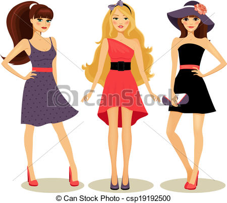 Clipart Of Fashion Spring Girls   Fashion Cute Girls In New Spring    