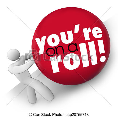 Clipart Of Youre On A Roll Man Pushing Ball Up Hill Momentum Streak