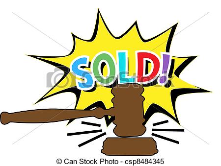 Clipart Vector Of Auction Gavel Sold Cartoon Icon   Online Auction Bid