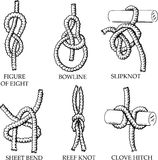 Collection Of Knots And Hitches Illustrations Royalty Free Stock