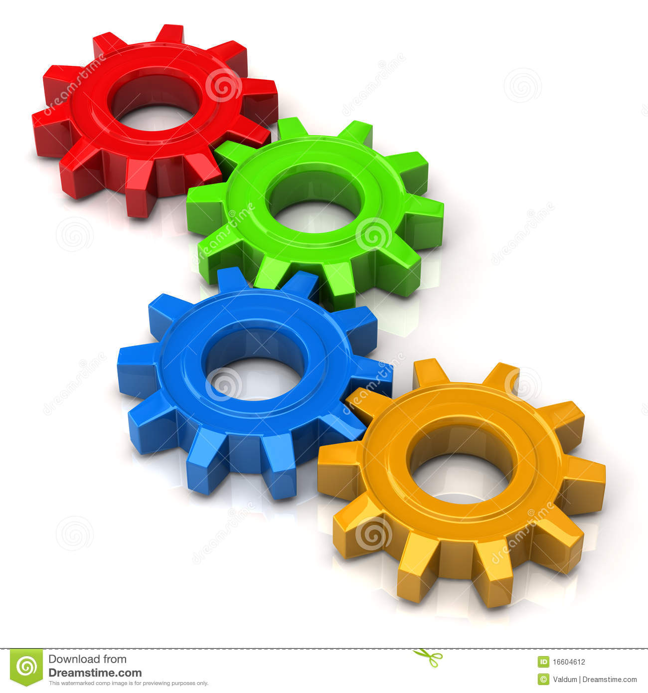 Colorful Gears Isolated On White Background