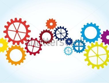 Colorful Gears Over Blue Background  Vector Illustration