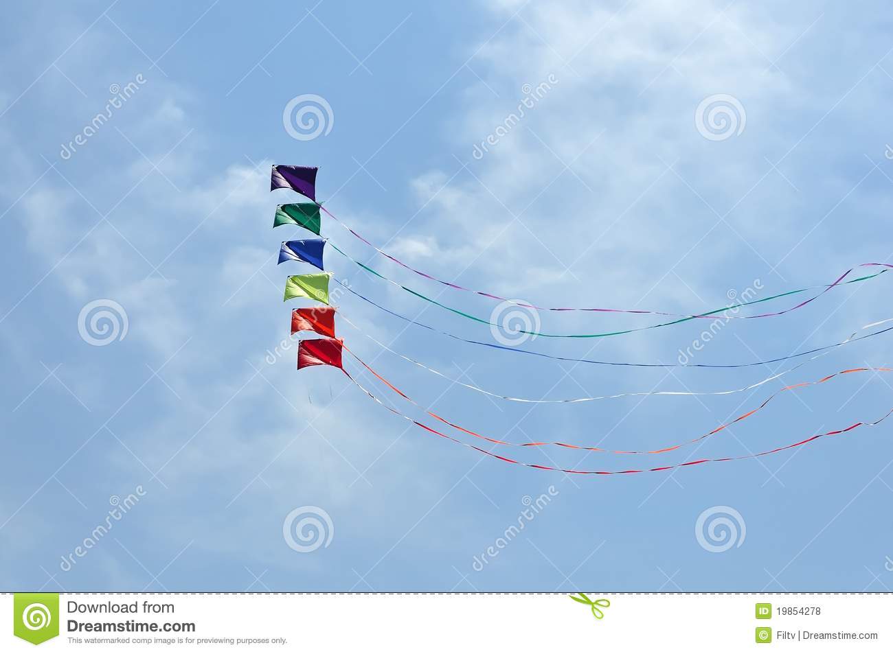 Colorful Kite Soaring Against Blue Sky  Summer Kite Festival