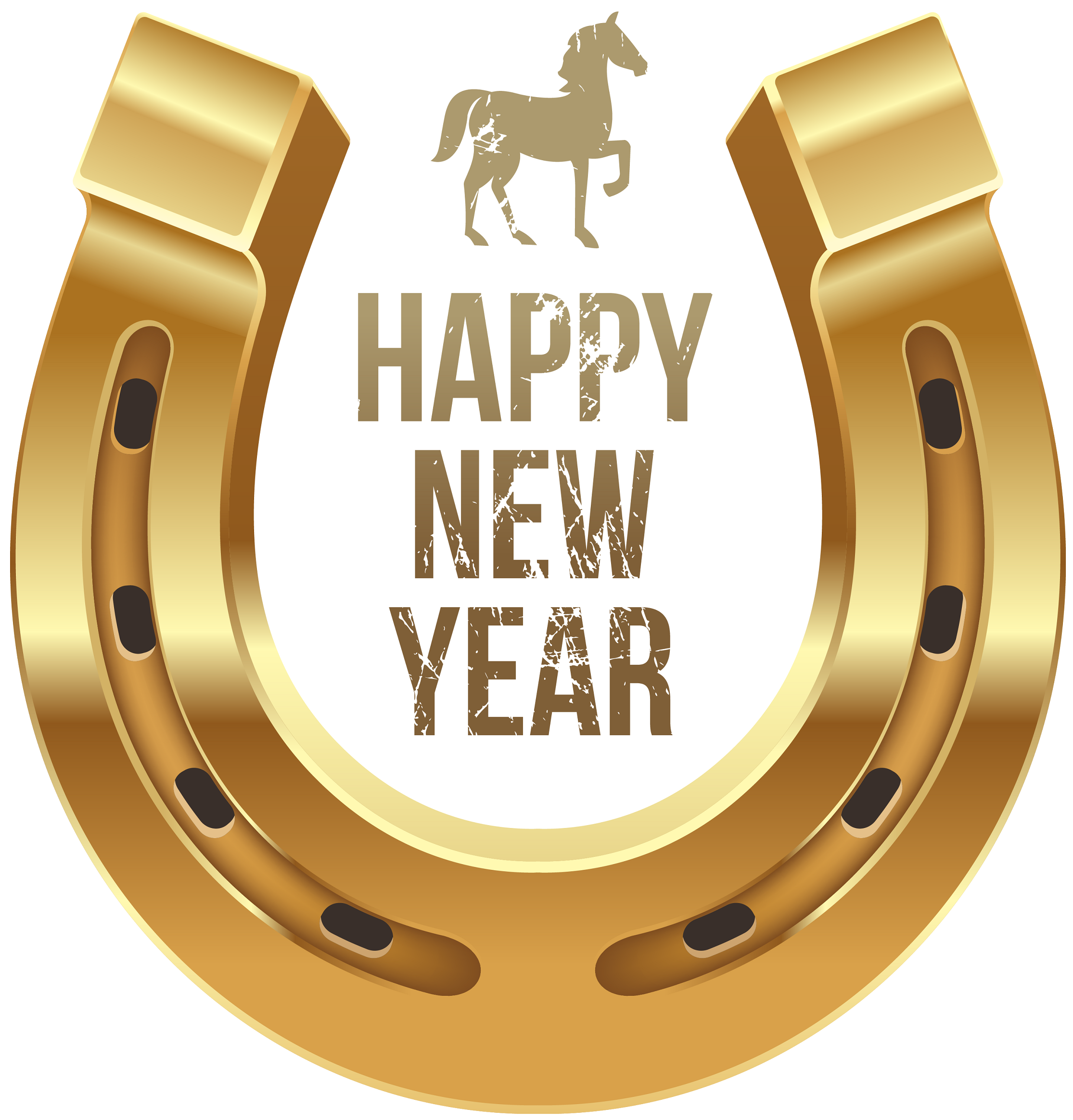 Happy New Year Good Luck Horseshoe   Clip Art Holiday Scrapbook Card
