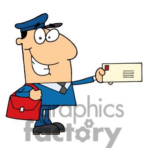 Office Worker Holding Out A Letter Clipart Image Picture Art   378162