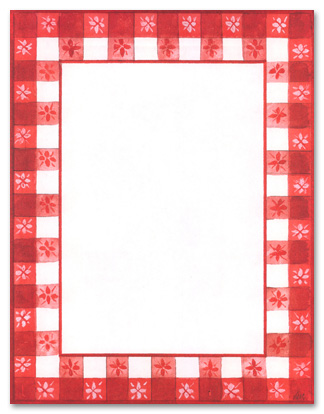 Picnic Bbq Border Red Oilcloth Stationery
