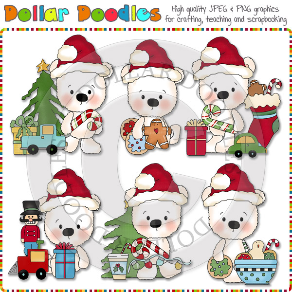 Pippy Polar Bear Little Santa Clip Art Download     2 00    