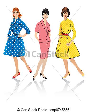 Retro Style Fashion Models   Spring    Csp8745666   Search Clipart
