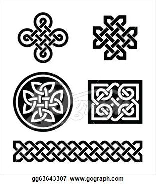 Scottish Border Clipart       Knots Braids In Black And White Clip Art