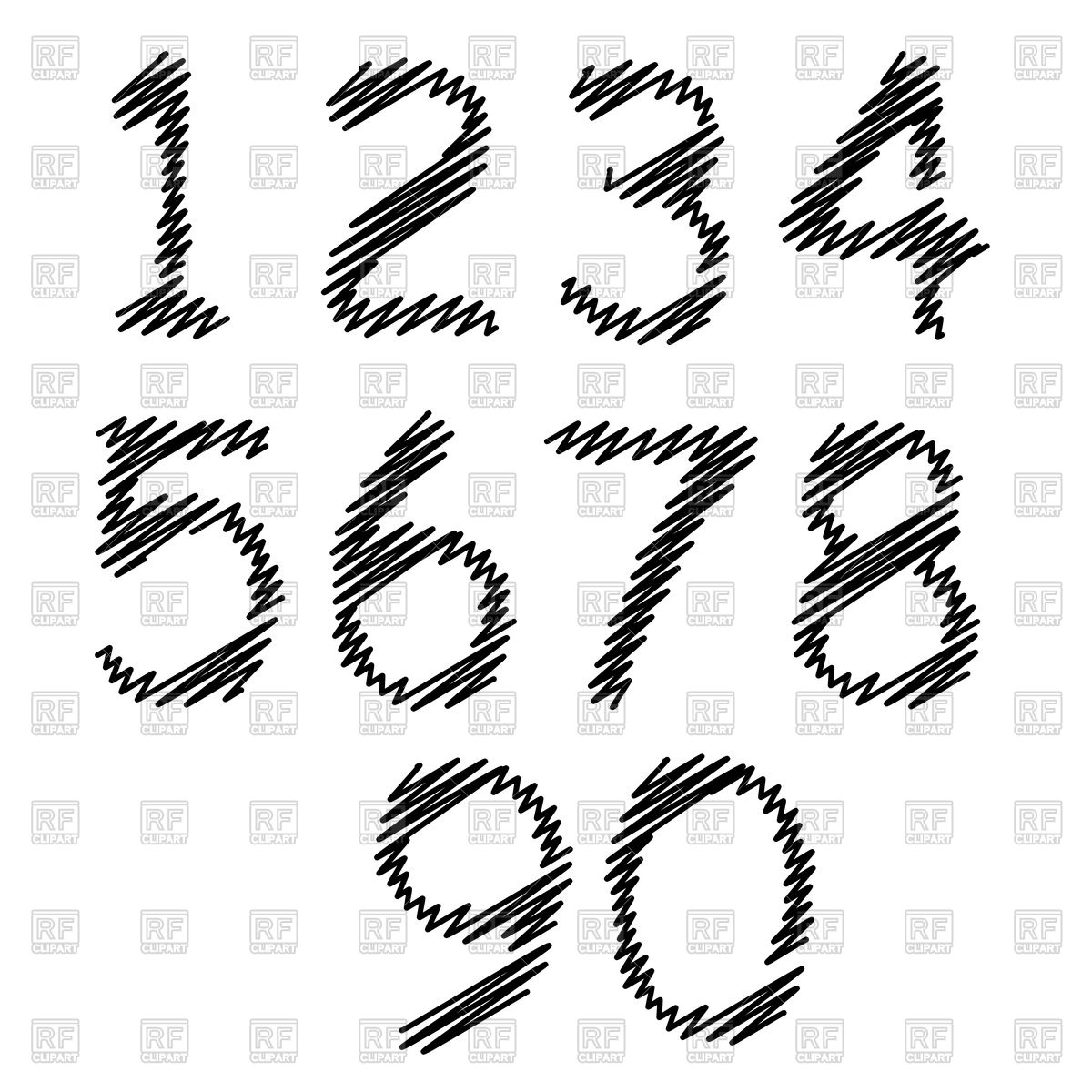 Set Of Grunge Sketchy Numbers 90940 Signs Symbols Maps Download