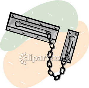 Silver Door Chain Lock   Royalty Free Clipart Picture
