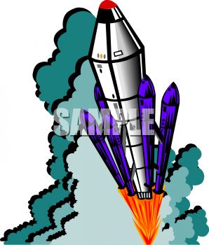 Space Shuttle Type Rocket Launching   Royalty Free Clip Art Picture