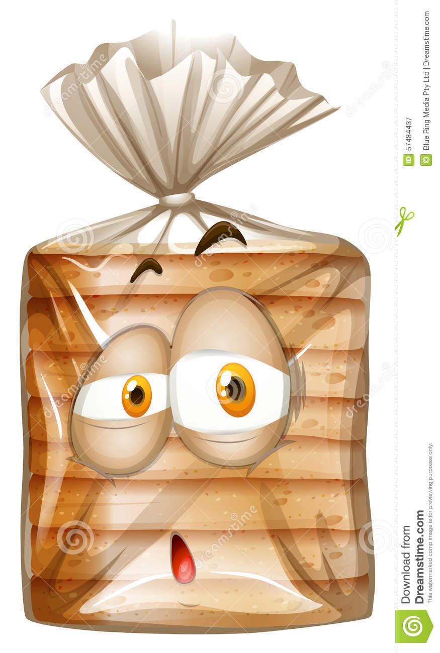 Stock Illustration  Bag Of Bread With Sad Face