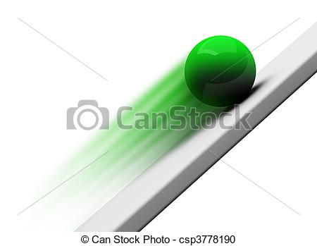 Stock Illustration   Green Chrome Ball Rolling Upwards 3d   Stock