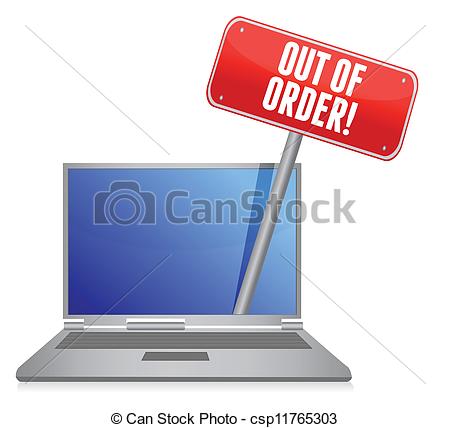 Vector Clipart Of Out Of Order Laptop Service Illustration Design Over