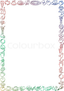 White Background With A Colored Border With Food Symbols   Vector    