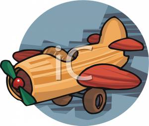 Wooden Toy Model Airplane   Royalty Free Clipart Picture