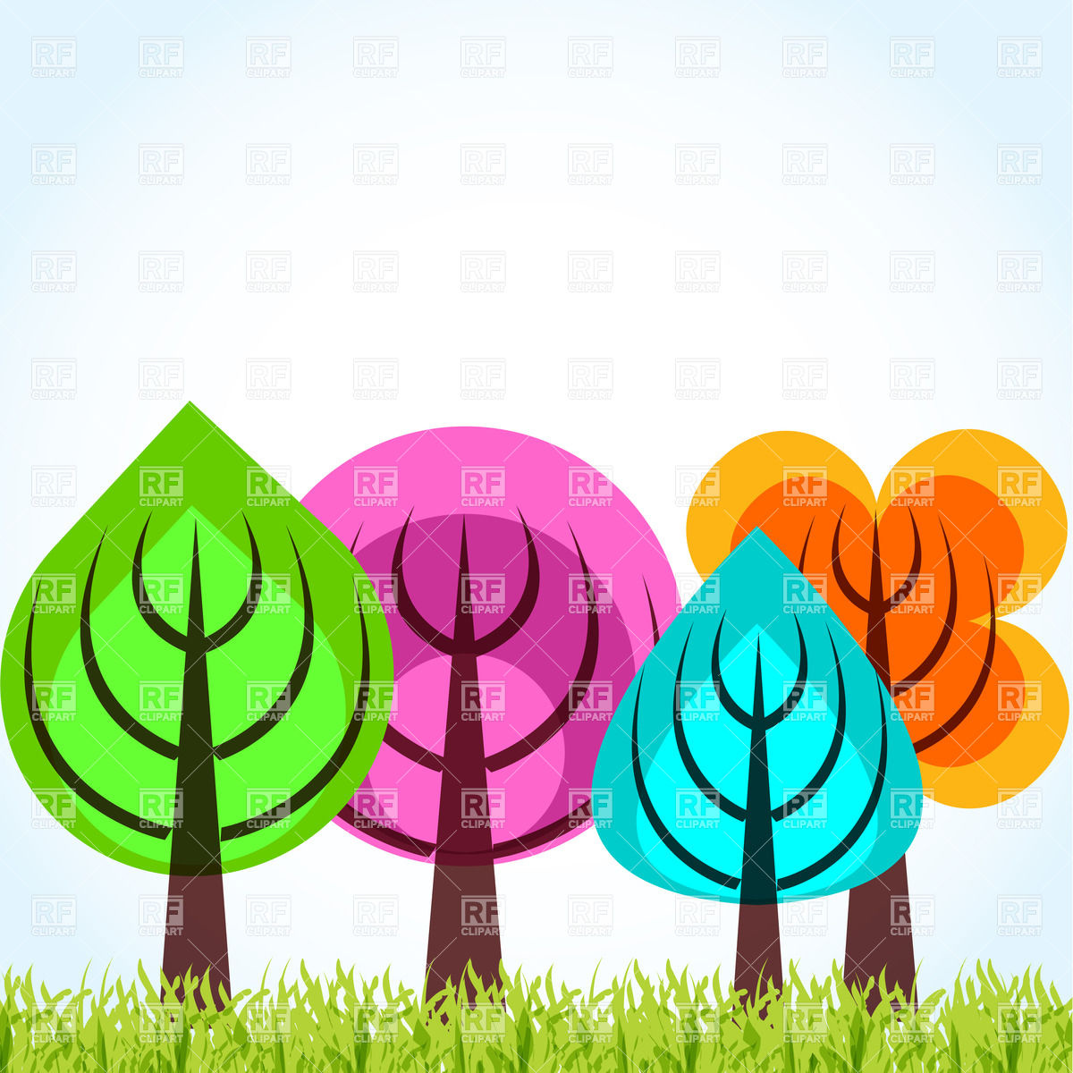 Autumn Trees   Cartoon Forest Download Royalty Free Vector Clipart