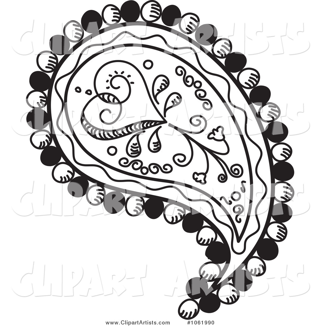 Black And White Paisley Border Featured Clipart By
