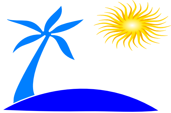 Blue Palm Tree Beach W Sun Clip Art At Clker Com   Vector Clip Art    
