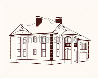 Buildings   Landmarks   Outline Country Estate House Illustration