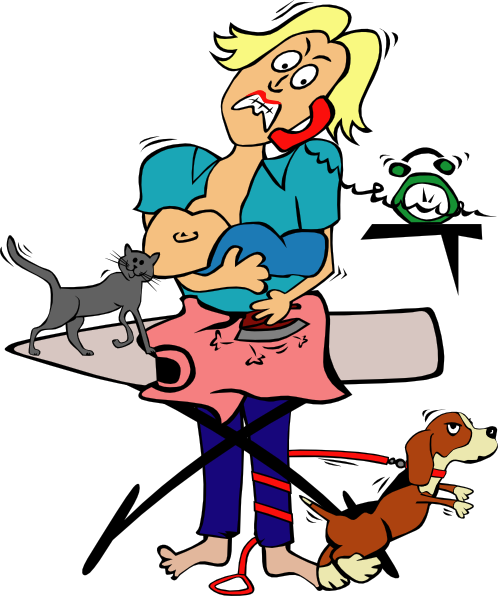 Busy Mom With Child And Pets Clip Art At Clker Com   Vector Clip Art