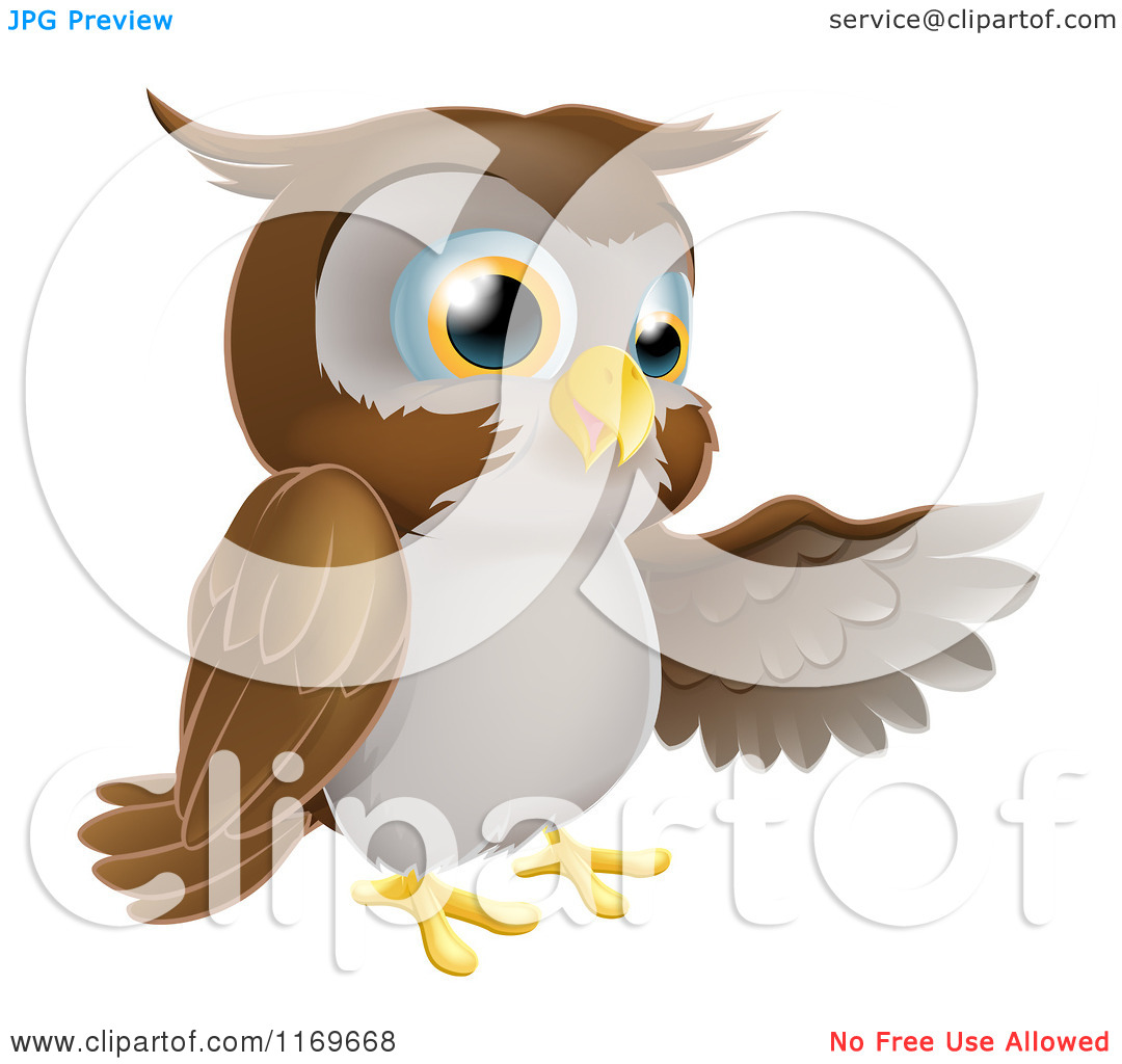 Cartoon Of A Brown Owl Presenting   Royalty Free Vector Clipart By Geo