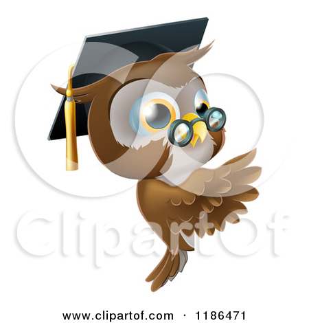 Cartoon Of A Professor Owl Wearing A Graduation Cap And Presenting A