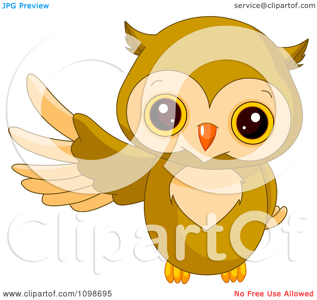 Clipart Cute Owl Presenting With A Wing   Royalty Free Vector