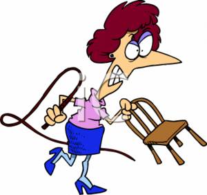 Clipart Of A Businesswoman With A Whip And Chair