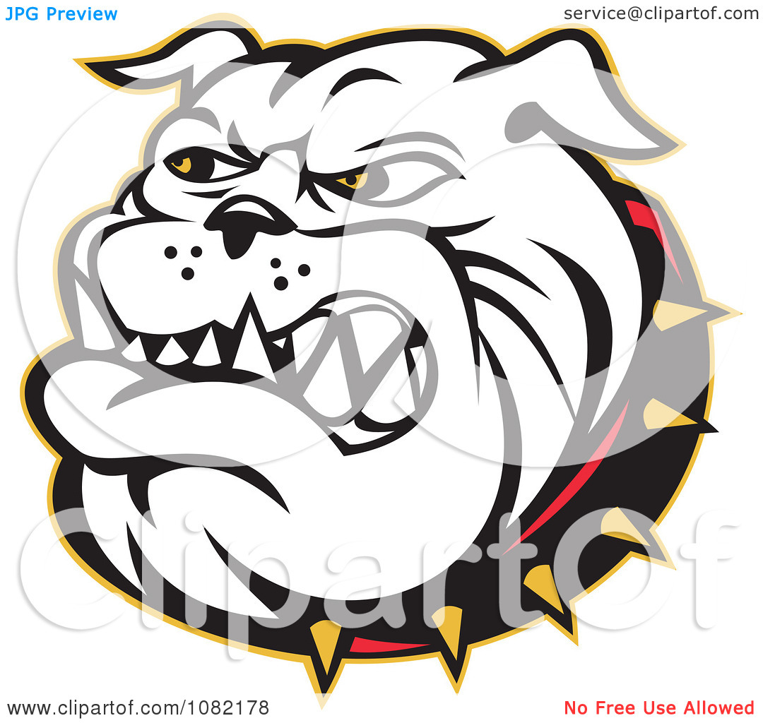 Clipart Retro Bulldog And Spiked Collar   Royalty Free Vector
