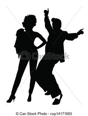 Eps Vectors Of Greaser Couple   Fifties Grease Couple In Silhouette