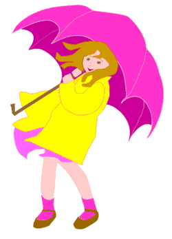 Girl With Slicker And Umbrella In Rainy Wind Graphic